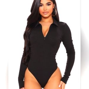 Fashion Nova Black Ribbed Bodysuit